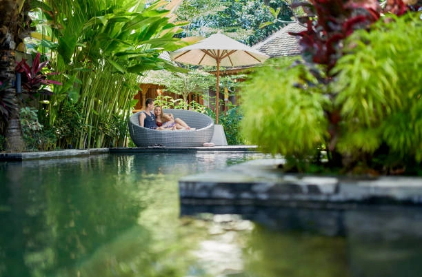 Couple doing romantic thing in bali's villa